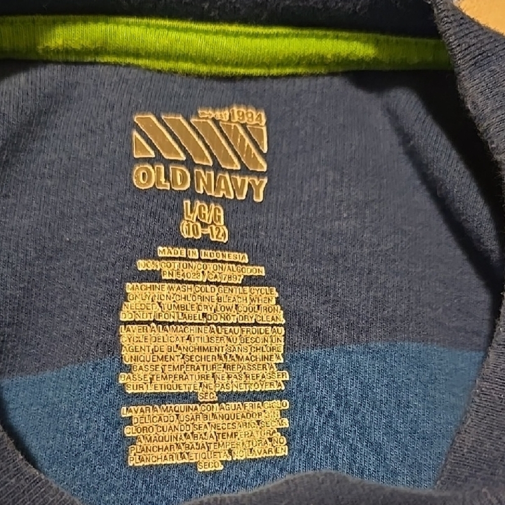 Old Navy Vibrant Blue and Green Back To School Preppy Striped Sweater 10/12 - Picture 2 of 4
